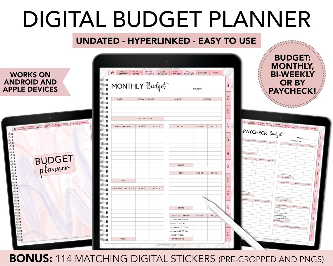 Digital Budget Planner Digital Planner Goodnotes Digital Etsy