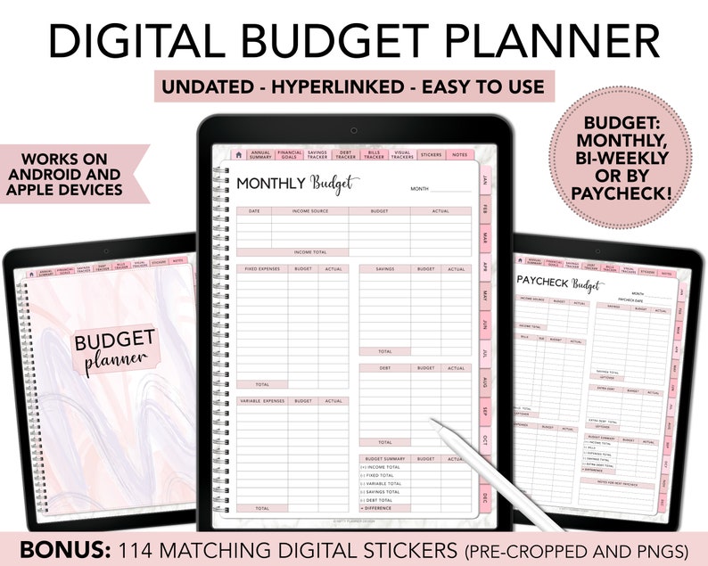 Digital Budget Planner, Digital Planner, GoodNotes Digital Planner, Budget Planner, Digital Planner for iPad, Monthly Budget Paycheck Budget 