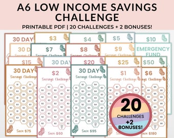 Low Income Savings Challenge Printable, A6 Savings Challenge, Money Saving Challenge Printable, Savings Tracker, 100 Envelope Challenge Cash