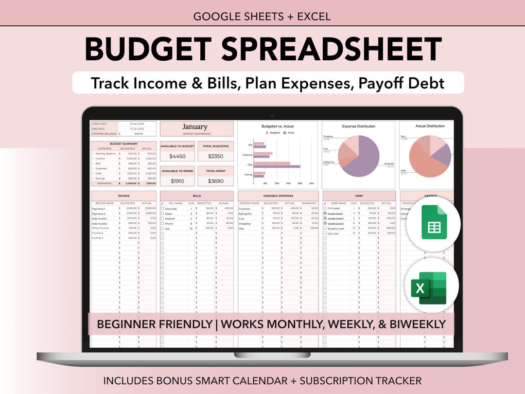 Hoja de cálculo de presupuesto para Google Sheets y Excel ...