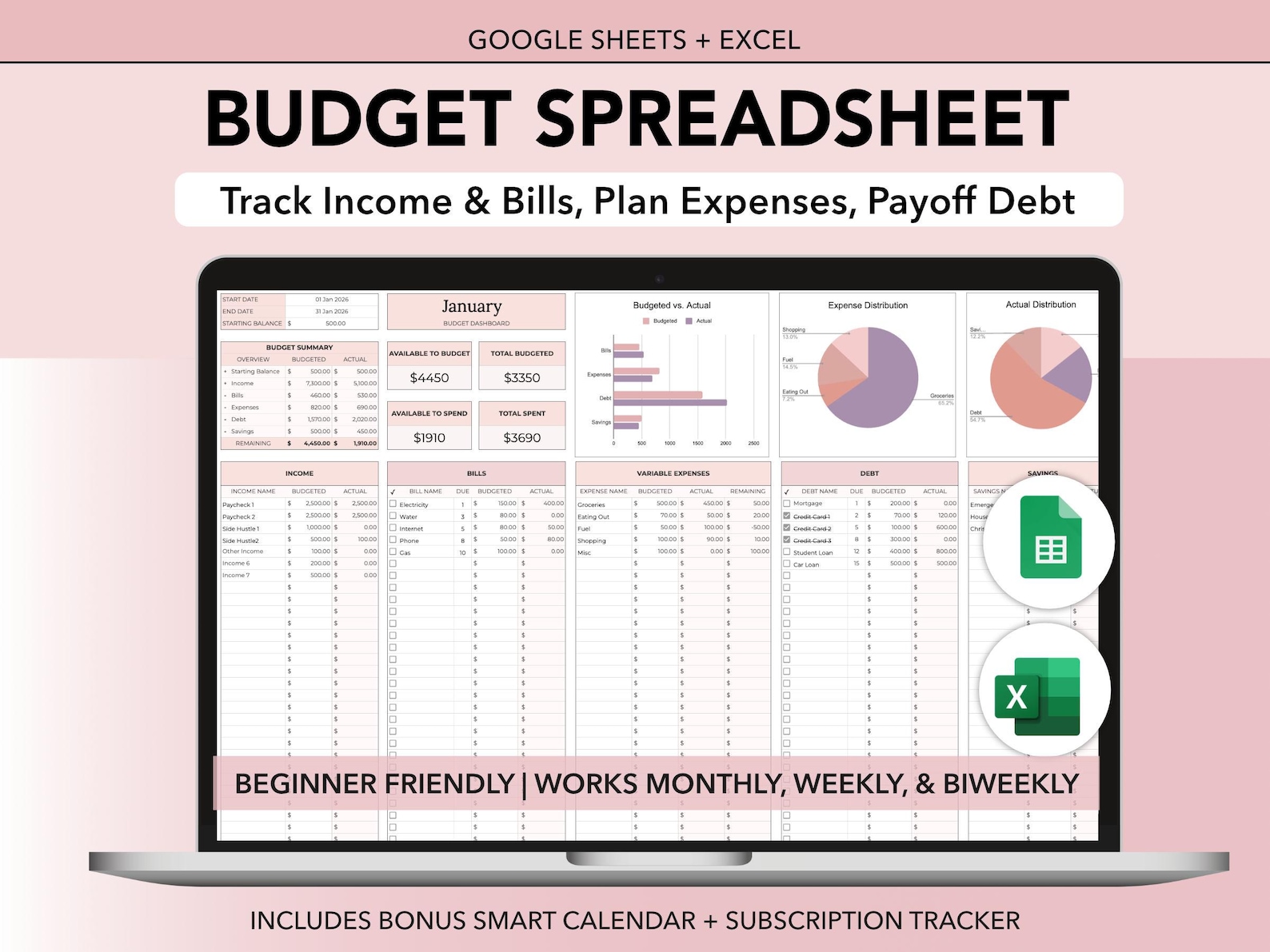 Hoja de cálculo de presupuesto para Google Sheets y Excel ...