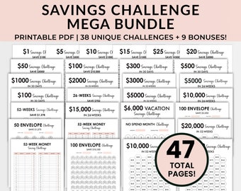 Money Saving Challenge, Savings Tracker Printables, Savings Tracker Bundle, 100 Envelope Challenge, Money Saving Challenge Printable