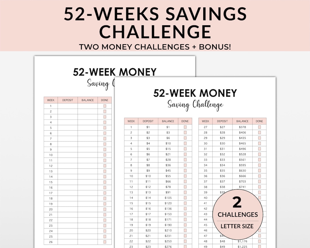 52-week-saving-challenge-money-saving-chart-money-saving-challenge-printable-savings-challenge-weekly-money-challenge-cash-stuffing-etsy for Free Printable 52 Week Money Challenge Printable 2021 52 Week Saving Challenge, Money Saving Chart, Money Saving Challenge Printable, Savings Challenge, Weekly Money Challenge, Cash Stuffing - Etsy for Free Printable 52 Week Money Challenge Printable 2021