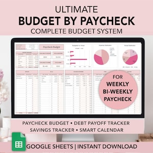 Ultimate Budget by Paycheck Spreadsheet, Google Sheets Budget Template, Monthly & Biweekly Budget Planner, Debt Tracker, Savings Tracker