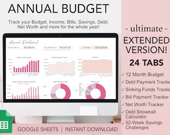 Annual Budget Spreadsheet, Budget Template, Budget Template, Budget Google Sheets Template, Budget Spreadsheet, , Monthly Budget