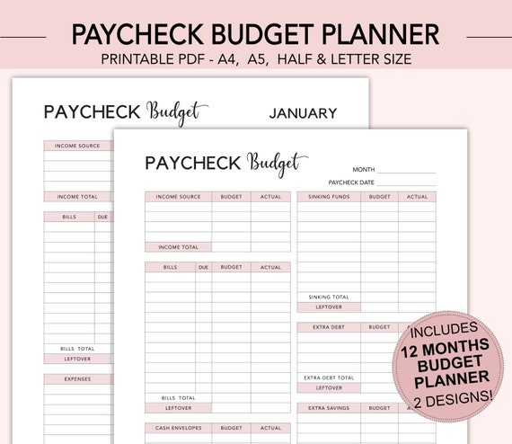 Planificateur de budget de chèque de paie, planificateur de budget de  chèque de paie, PDF de