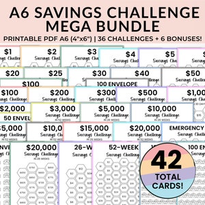 Money Saving Challenge, A6 Mini Savings Challenge Tracker Printables, Savings Tracker, 100 Envelope Challenge, Saving Challenge