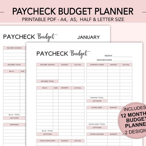 Paycheck Budget Planner Printable Budget by Paycheck Etsy