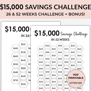 15000 Money Saving Challenge, 15000 Savings Tracker, Money Saving Challenge Printable 10k Savings Challenge Printable Savings Tracker