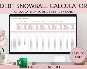 Debt Snowball Spreadsheet Excel,Schuldenrechner-Spreadsheet, Debt Tracker Excel, Loan Payoff, Debt Rechner