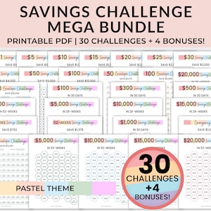 Money Saving Challenge, Savings Tracker Printables, Savings Tracker Bundle, 100 Envelope Challenge, Money Saving Challenge Printable