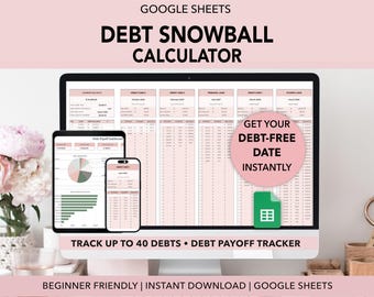 Debt Payoff Spreadsheet, Debt Snowball Calculator for Google Sheets, Debt Tracker Spreadsheet Template, Debt Payoff Planner