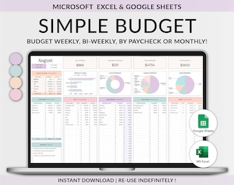 Excel Budget Template, Budget Spreadsheet Google Sheets, Monthly Budget Spreadsheet, Budget Planner Template, Paycheck Budget Spreadsheet