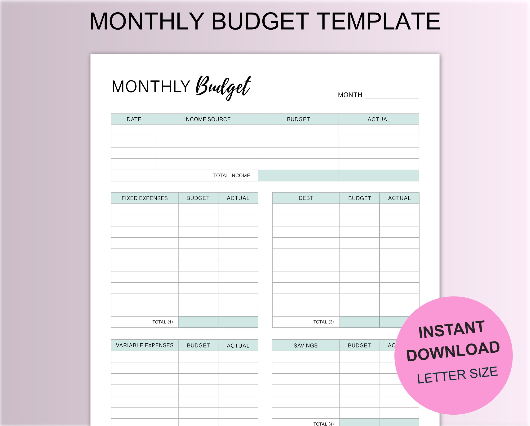 Monthly Budget Template Budget Planner Monthly Budget Etsy Monthly Budget Template Budget Planner Monthly Budget Etsy