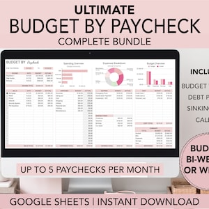 Ultimate Budget By Paycheck Spreadsheet, Paycheck Budget Planner, Google Sheets Budget, Bi-weekly budget, Paycheck Budget Template