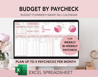 Excel 給与明細別予算スプレッドシート、給与明細予算ダッシュボード、予算トラッカー、隔週予算テンプレート Excel