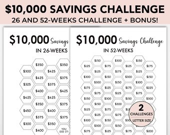 10000 Savings Challenge Printable 10k Savings Challenge - Etsy Israel