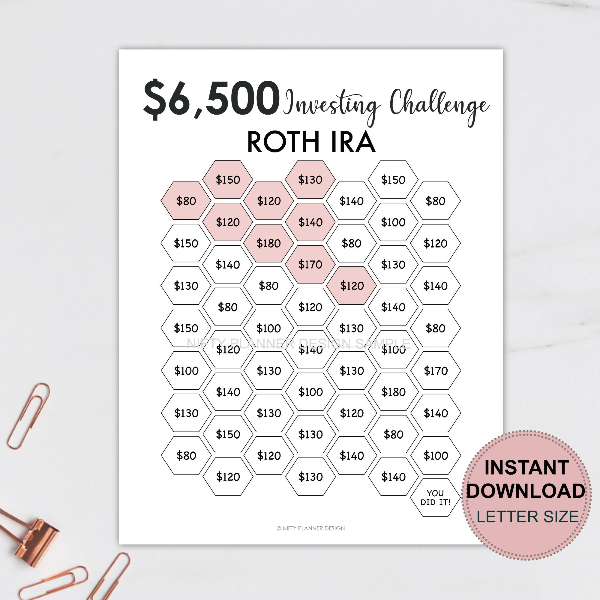 6500 Roth IRA Savings Challenge Tracker 6500 Savings Etsy
