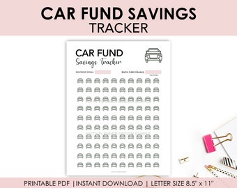 Car Saving Tracker Printable, Car Fund Savings Tracker, Money Saving Challenge Printable, Savings Challenge chart