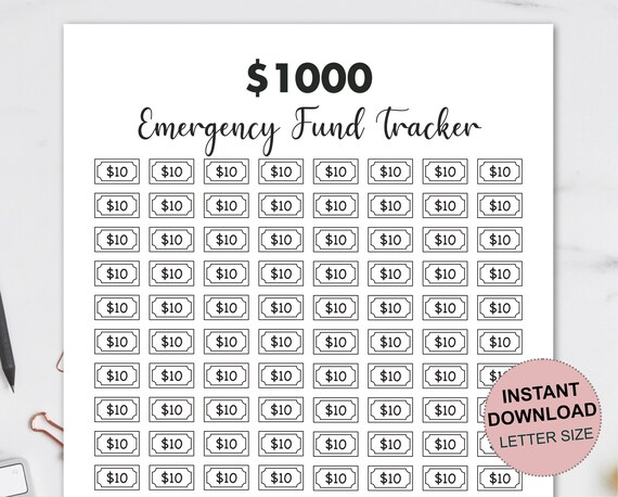 Emergency Fund Tracker 1000 Emergency Fund Tracker Emergency | Etsy
