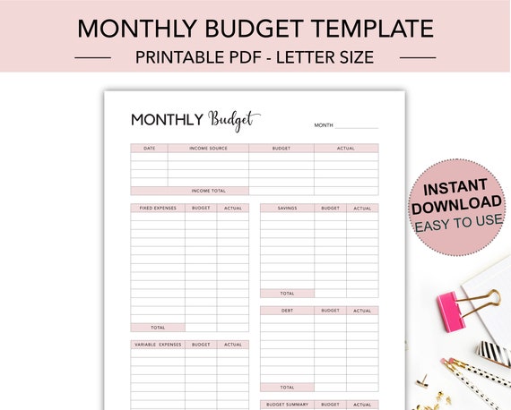 A6 Inserts : Budget Planner, Monthly Budget, Budget Tracker