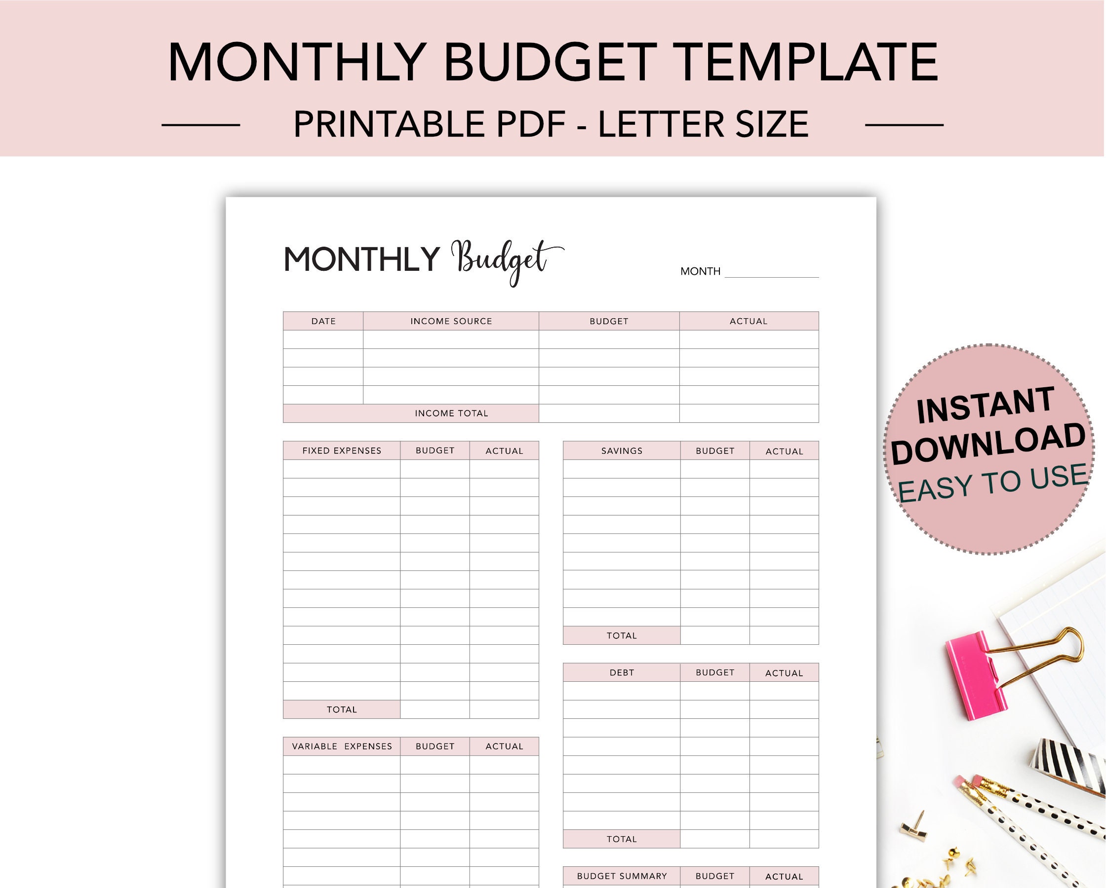 Printable Monthly Budget Planner Budget Template Finance Denmark 