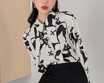 Cat Blouse - Etsy