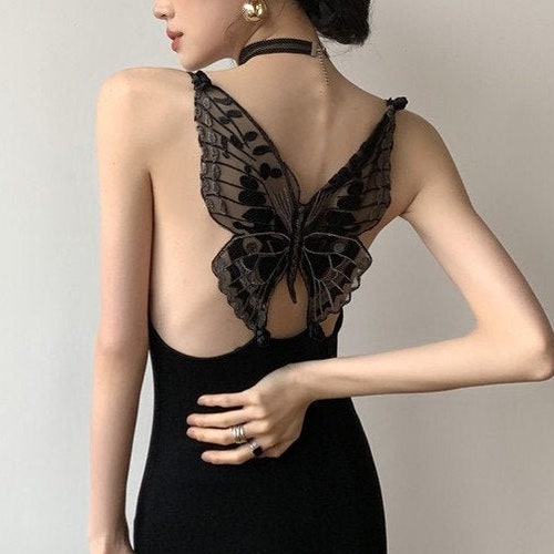 Designer Knitted Butterfly Dress, Woman Braces Skirt with Beautiful Butterfly at back, for casul/ formal/ party, gift for her
