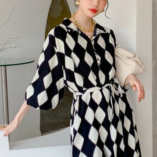 Designer Classic Art Pattern Dress Women One Piece Dress With Etsy Ireland