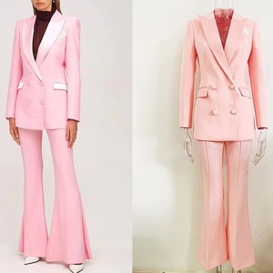 Blazer Pink Embroidery Flower Design Double Breasted Office Outfits Women  Korean Trousers Suit Blazer Pants, Pink Pants, XX-Large : :  Clothing, Shoes & Accessories