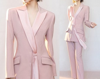 Pastel Suitpant Set Designer Woman Suit Jacket Pants | Etsy