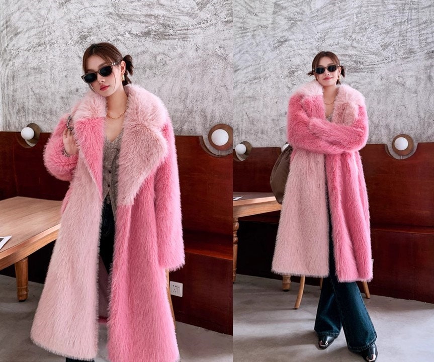 Hot Pink Faux Fur Classic 5 Row Jacket 