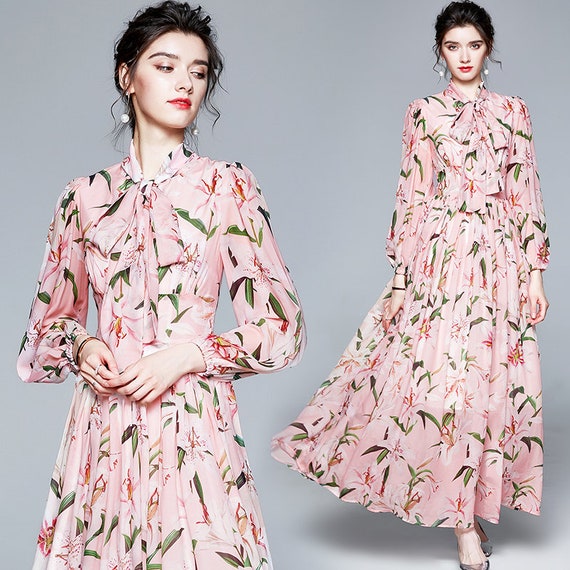 Designer Classic Art Pattern Dress Women One piece Dress With