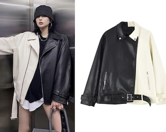 half black half white jacket