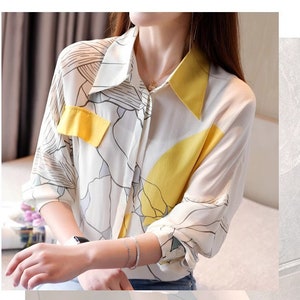 Abstract Rock Pattern Blouse, Women Shirt With Illustration Graphics - Etsy