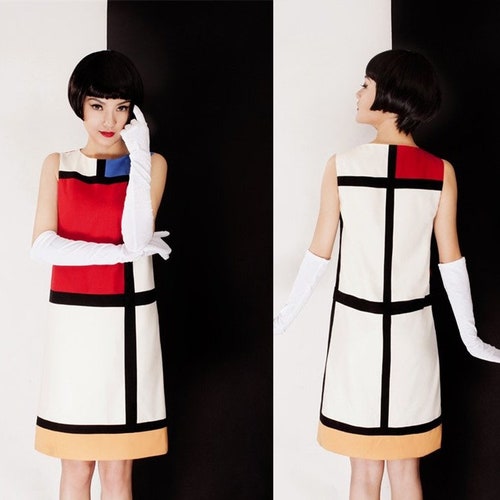 Mondrian One Piece Dress Designer Woman One Piece Pattern Etsy
