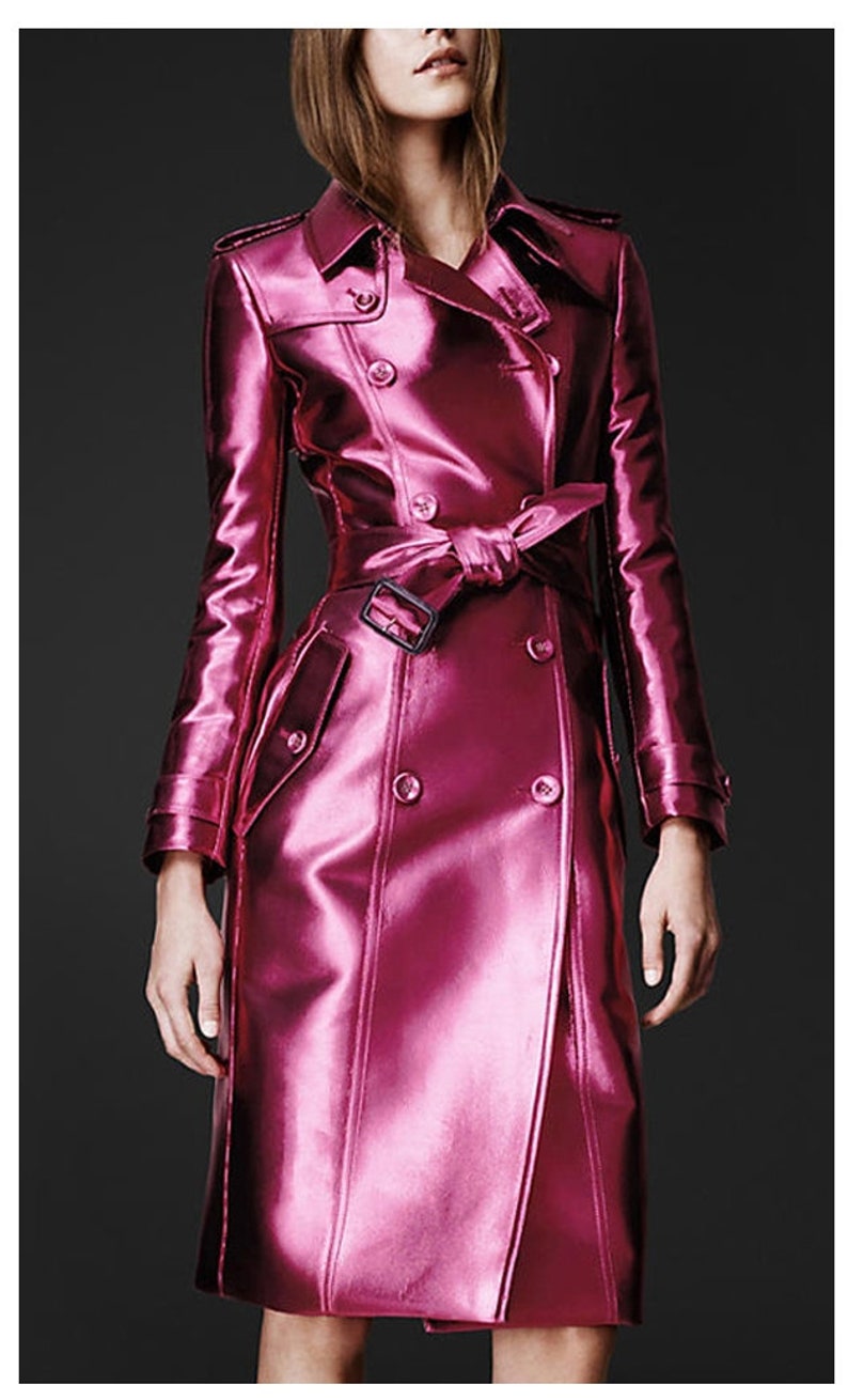 Women Shiny Long Trench Coat Designer Leather Raincoat Water - Etsy