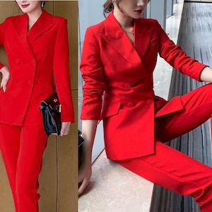 Women Red Luxury Premium Cotton 2 Piece Suit for Office and Prom./women's  Suit Set/women's Suit Set/womens Suit/wedding Suit/business Suit. -   Norway