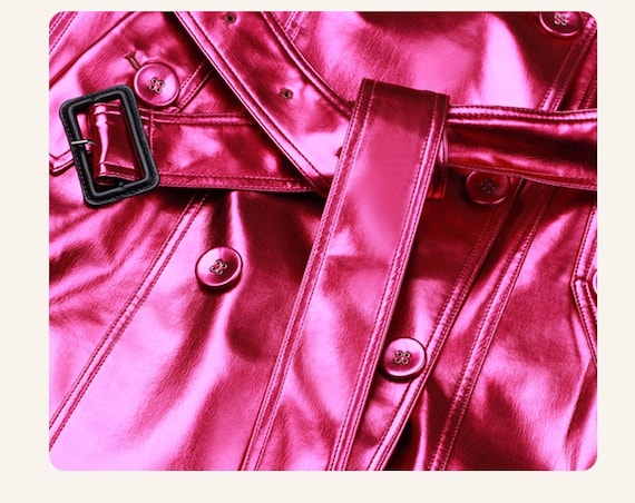Shiny pink raincoat sale
