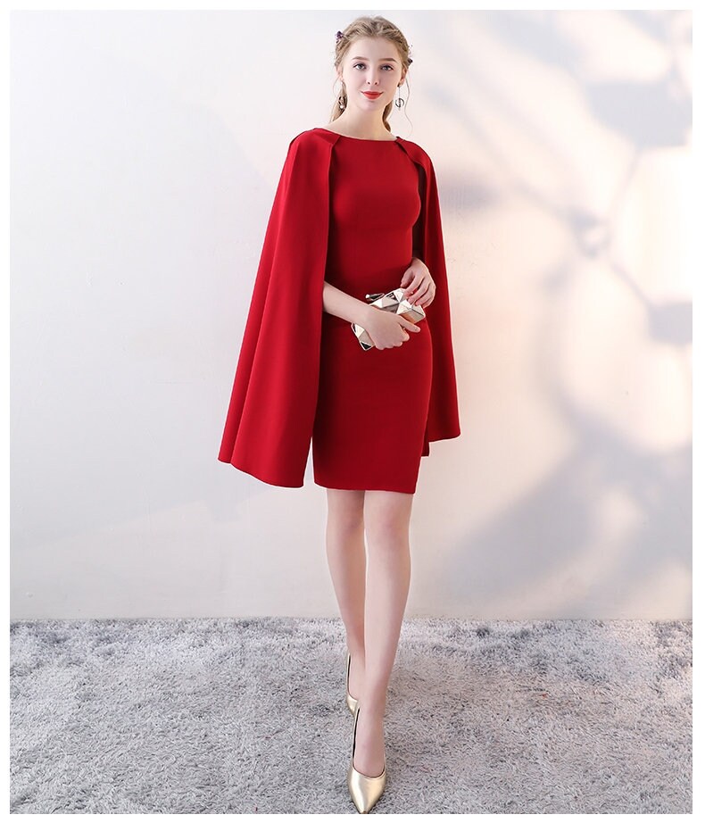 Red Cape Dress Women Cape Coat Blazer Minimalist Elegant Style