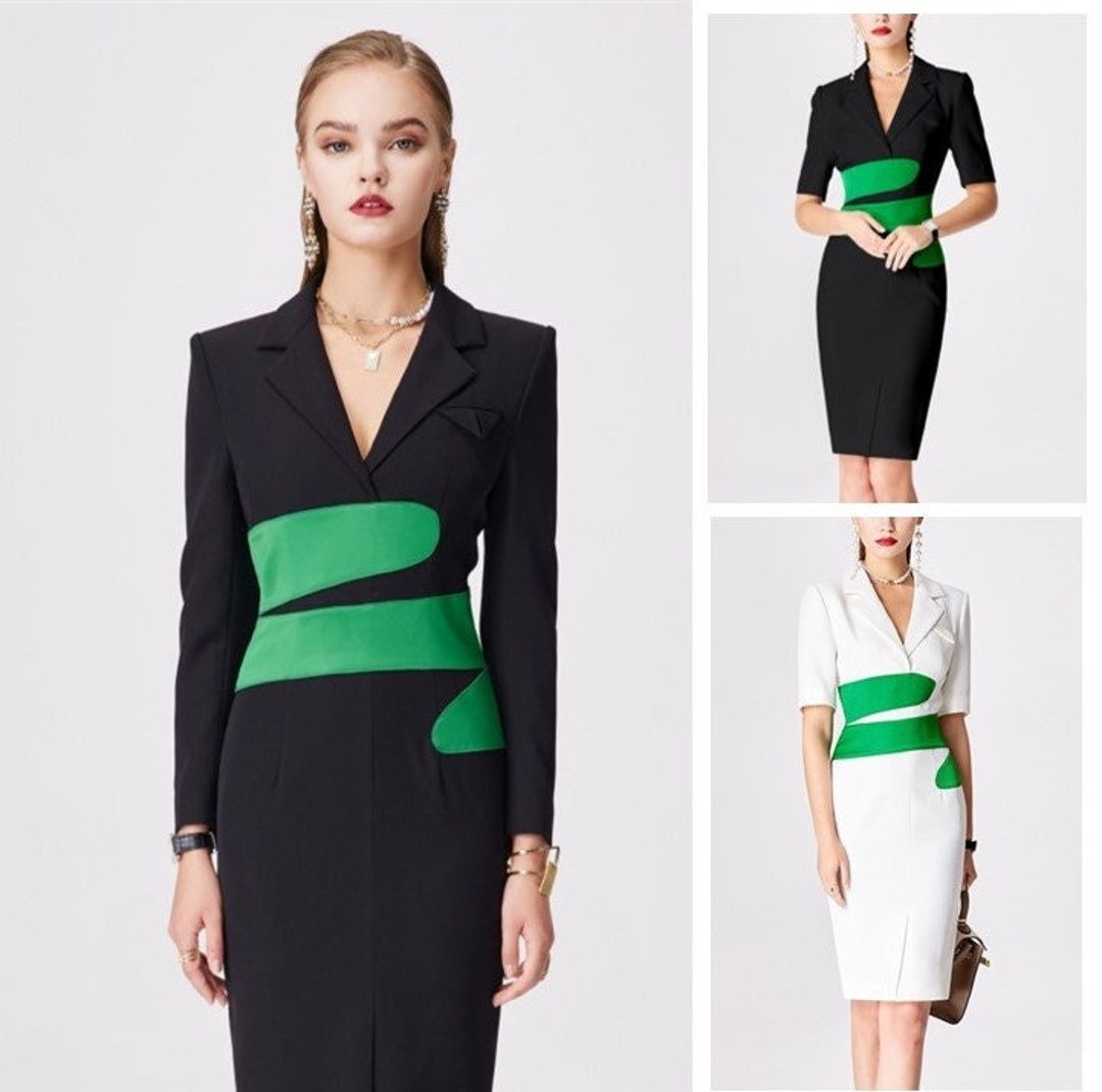 Sophisticated One-Sleeve Blazer Dress