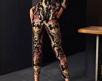 Women Floral Embroidery Suit Set, Subtle Pattern Deluxe Designer Suit  Jacket & Pants Asian Style for Smart Casual/ Formal Event/gift for Her 