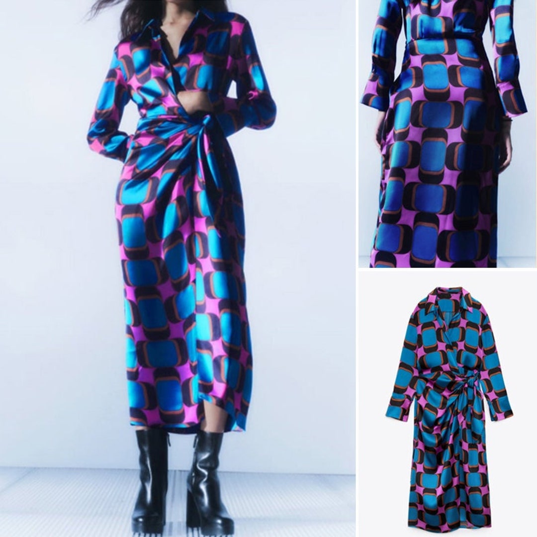 Ribbon Vneck One Piece Dress, Designer Woman Caftan Dress Smart Casual