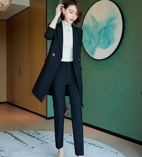 High Quality Fabric 2019 Autumn Winter Formal Uniform Styles Women Business  Suits with Pants and Jackets Coat Office Ladies Work Wear Professional  Blazers Suits Career Interview Job Clothing Sets Female Pantsuits Trousers