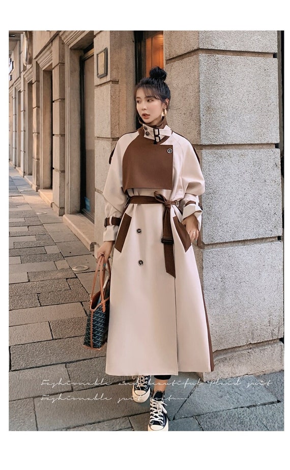 Mixed Color Trench Coat Woman Raincoat Patchwork Style Multi Australia Mixed Color Trench Coat Woman Raincoat, How To Style A Trench Coat In The Fallen Order