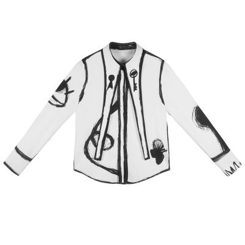 Abstract Eyes Art Print Blouse Designer Woman B&W Graphics Etsy