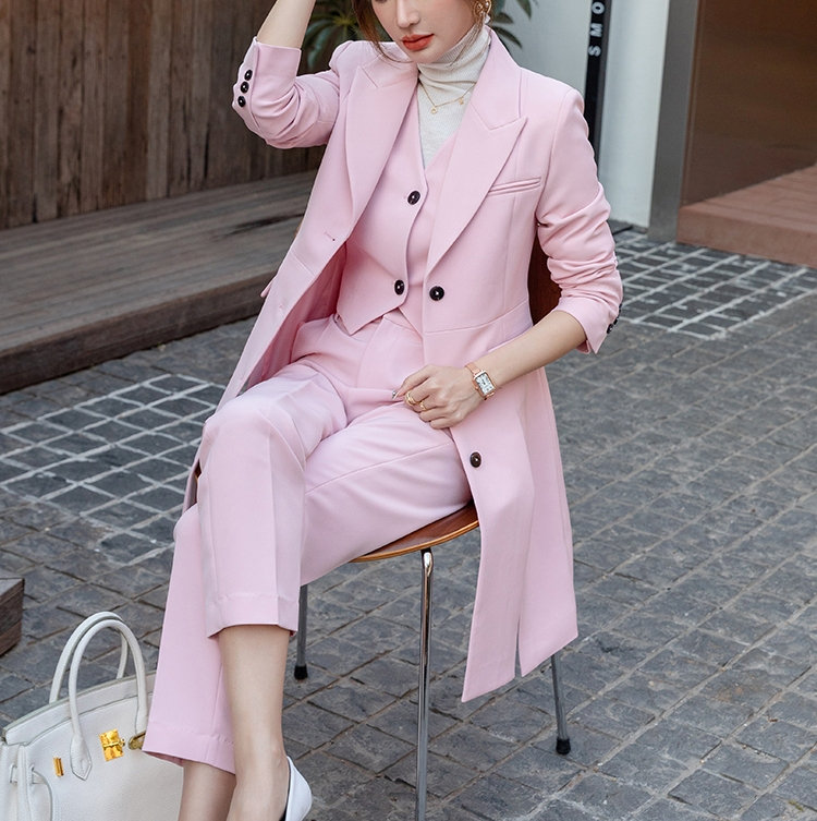 Pink Long Suit Jacket Vest Pants, Woman Designer Blazer Pantsuit Set Modern  Look for Smart Casual/ Formal/ Event Party/ Gift for Her 