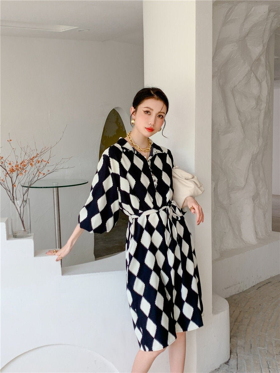 Arty One Piece Dress Checked Design Designers Evening Dress Etsy India Arty One Piece Dress Checked Design Designers Evening Dress Etsy India