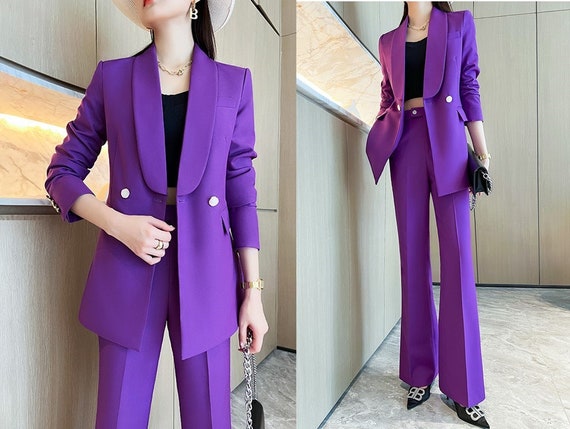 Lavender Women Silm Cut Pantsuit Suit Women Jacket and Pants Suit Prom  Purple Suits for Women for Wedding Party Event Gift KOL IG 