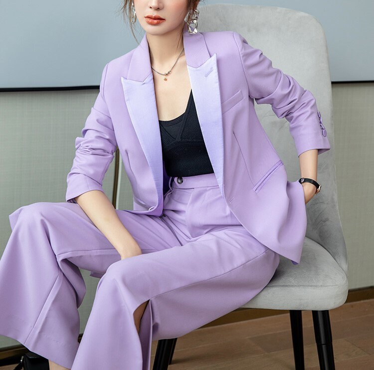 Women Lavender Suit Set Jacket and 